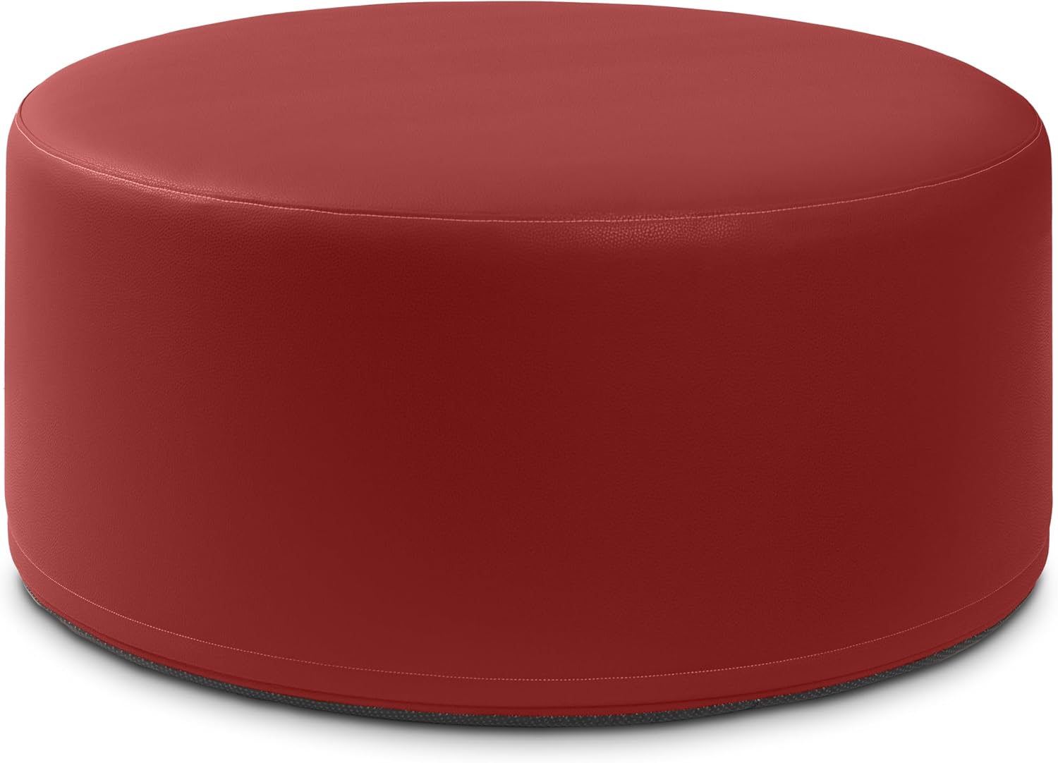 Jaxx Candler Round Couch Ottoman – Oversized Giant Coffee Table Ottoman - Versatile Firm Foam Construction - Kid Safe with Removable Cover, 36”, Premium Faux Leather, Crimson