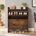 Shoe Storage Cabinet with 2 Flip Drawers, Freestanding Shoe Cabinet Organizer with Metal Flip Frame for Entryway, Hallway, Foyer, Vintage Color