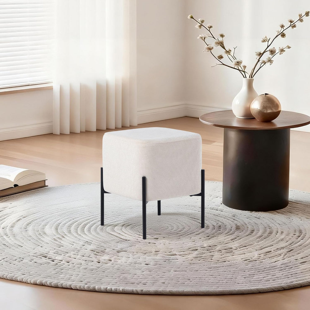 Get Set Modern Linen Ottoman Stool Vanity Stool Foot Rest Stool, Square Small...