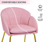 Yaheetech Modern PU Leather Armchair, Flower Shaped Makeup Chair Vanity Chair with Golden Metal Legs for Living Room/Makeup Room/Bedroom/Home Office/Kitchen, Simple Pink