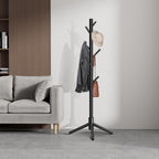 Coat Rack, Coat Racks Freestanding with 8 Hooks 3 Adjustable Heights for Clothes, Hats, Handbags, Coat Tree Easy Assembly for Entryway, Bedroom, Hallway, Office(Black)
