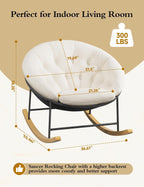 Kidirect Wide Rocking Chair Nursery, Comfy Saucer Nursery Rocking Chairs with Removable Cushion, Indoor Papasan Nursing Chair for Breastfeeding, Mecedora Para Adultos for Living Room & Bedroom (Beige)