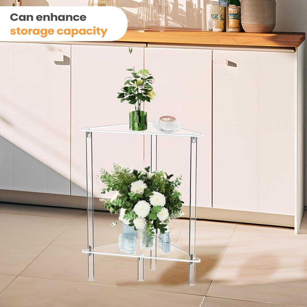 Nightstand Table - Acrylic Transparent Decorative Storage Desk | End Table fo...
