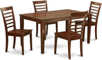East West Furniture CAML5-MAH-W 5 Piece Kitchen Table Set for 4 Includes a Rectangle Dining Room Table and 4 Dining Chairs, 36x60 Inch, Mahogany