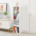 VECELO 4-Tier Bookcase, Modern Storage Cabinet with Height Difference Shelves for Standard Textbooks, 5 Cubes, Vertical or Horizontal, Easy Assembly, Pearl White