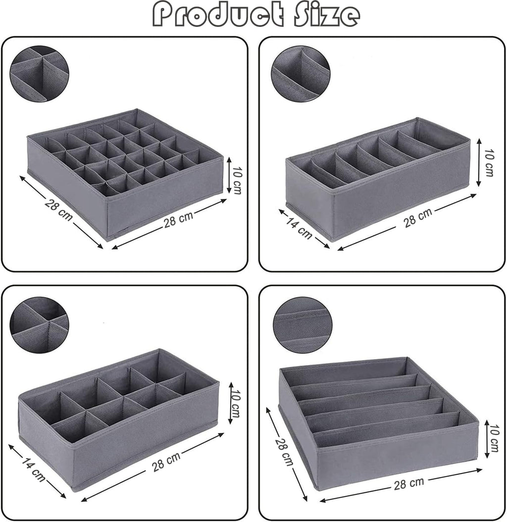 Dresser Drawer Organizer 8 Pack Clothes Underwear Sock Storage Dark Gray Drawer Dividers Grey Foldable Closet Organizer Storage Box Dresser Drawer Organizers