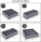 8 Pack Dresser Drawer Organizer Clothes Underwear Sock Storage Drawer Dividers Grey Foldable Closet Organizer Storage Box
