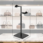 Two Tiers Handbag Display Stands - 2PCS Black Stainless Steels Purse Stand Holder Adjustable Height Display Rack for Retail Luxury Bag Organizer Home Store Boutique Retail Closet