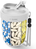 Large Pill Organizer,Supplement Organizer for 7 Different Vitamins,Pill Dispenser with Anti-Mixing Design,Easy to Retrieve Meds,Includes 20 Pcs Labels,Travel Pill Organizer(Gray)