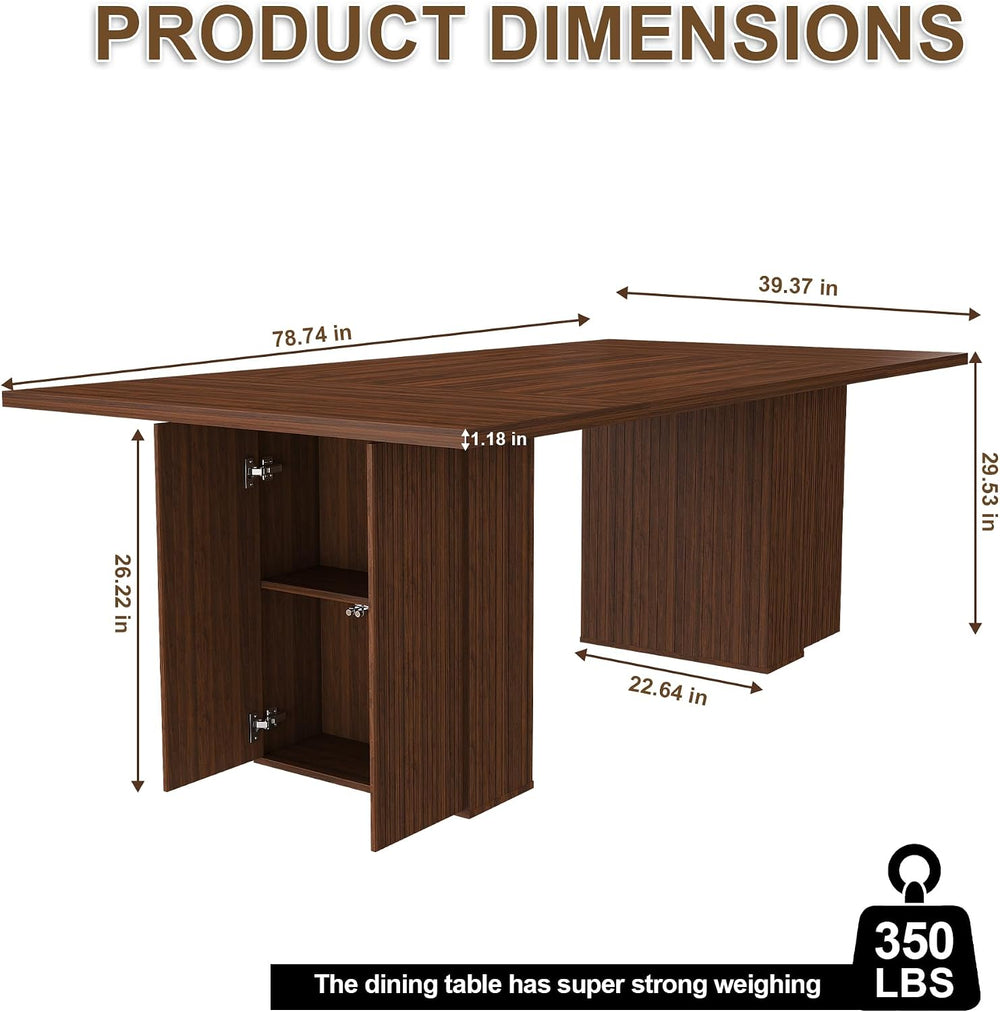 78.74" Dining Table Set for 8 with Storage Cabinet, Large Rectangular Di...