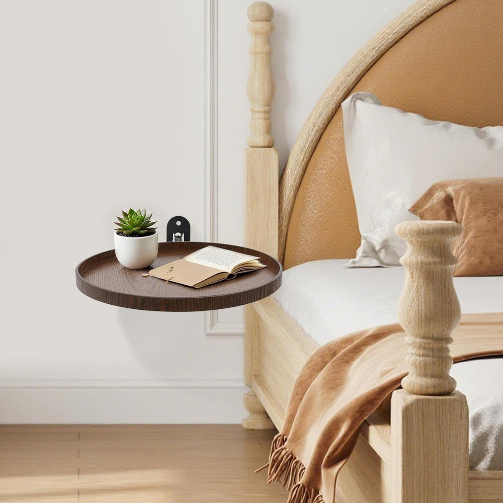 Wall Mounted Folding Table, Solid Wood Retractable Wall Desk w/Oval Base, 180...