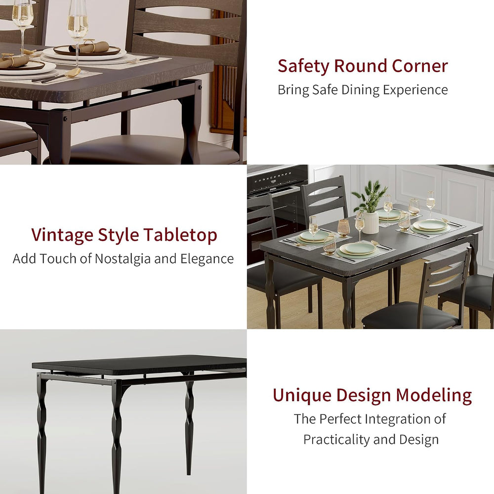 GarveeHome 5 Piece Dining Table Set, Industrial Style Dining Table and Chairs...