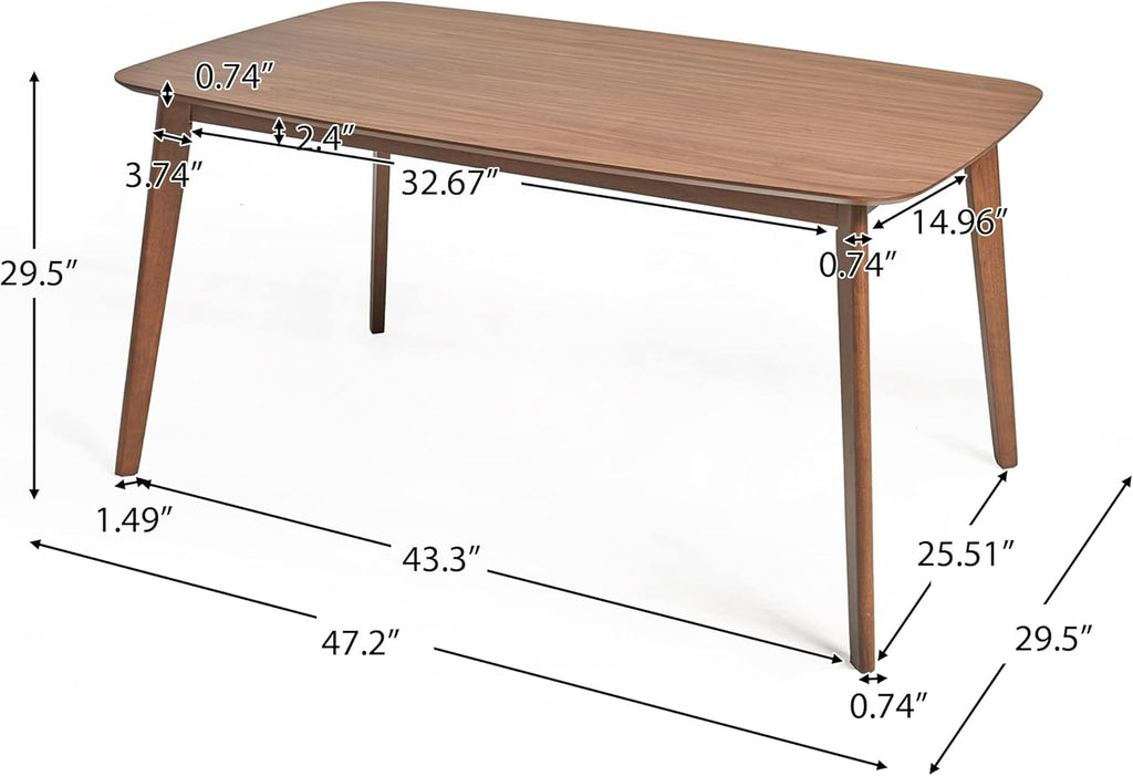 Christopher Knight Home Megann Mid-Century Wood Dining Set with Fabric Chairs, 5-Pcs Set, Natural Walnut / Mint