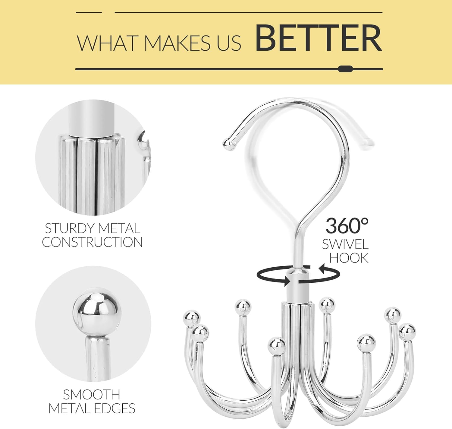 2 Pack Belt Hanger, Space Saving Belt Organizer for Closet, Max 48 Storage Capacity, Rotating Belt Rack Closet Organizers and Storage for Hanging Belt, Ties, Silver