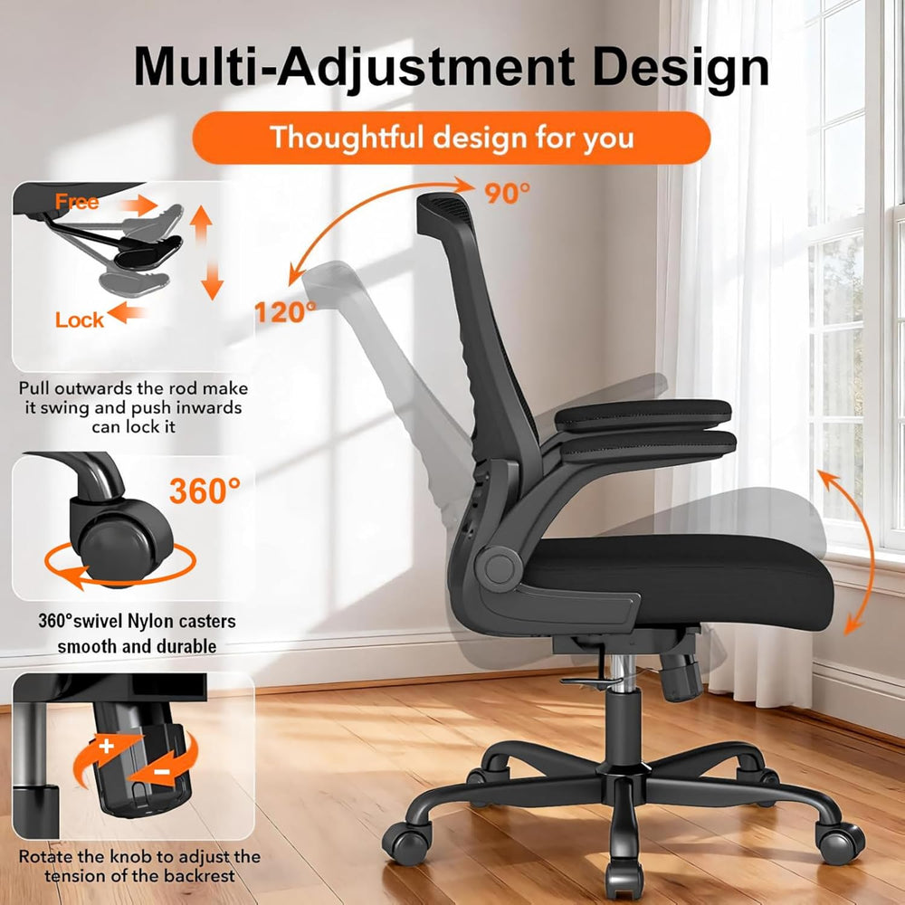 Ergonomic Office Chair, Comfy Mesh Desk Chair with Flip-up Armrests | 300lbs ...