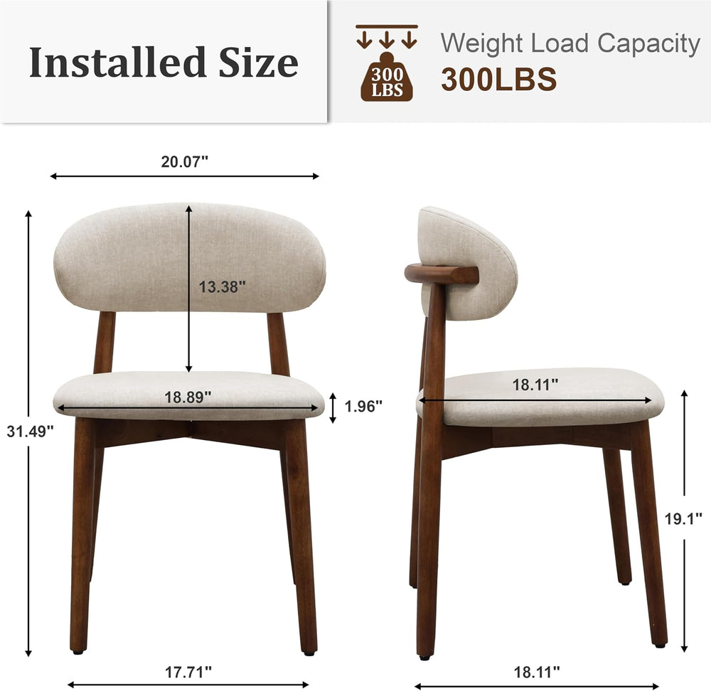 Farmhouse Dining Chairs Set of 4, Mid Century Modern Fabric Upholstered Kitch...
