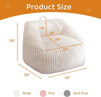 BYBYME Giant Bean Bag Chair for Adults and Kids, Large Comfy Cozy Beanbag, Floor Sofa for Teens, Living Room, Gaming, Reading, Beige