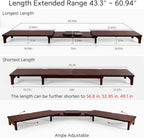 Nnewvante Large Dual Monitor Stand Riser, 60 inch Bamboo Monitor Stand with Adjustable Length and Angle, 3 Shelves Desktop Screen Riser for Computer Laptop PC, Walnut