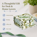 CPC Agate Green Block Print Cotton Desk Organizer Sticky Note Holder, 4'' X 4'' X 2'' Cute, Aesthetic, Decor Accessories, Workspace Organizers, Caddy Storage, Gift for Office, Professionals, Student