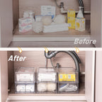6 Pack Stackable Pull-Out Storage Drawers，Plastic Clear Organizer Bins with Handles，Easily Clean for Craft, and Toy Organization，Kitchen Undersink，Cabinet，Fridge，Closet，Pantry，Office，Bathroom