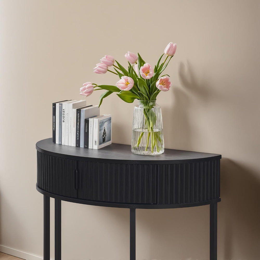 unipaws Half Moon Console Table with Drawer Storage, Narrow Entryway Table | ...
