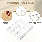 1 Pcs Acrylic Desk Drawer Organizer 2 Inch Height Expandable Drawer Organizer Trays with Adjustable Compartments Desk Accessories for Makeup Silverware Office Bathroom(Clear, Classic)