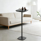 Small Pedestal Side Table Modern Compact Sofa Bedroom Drink Table Black | Compact pedestal for small spaces. Black fits sofas bedrooms. Sturdy holds drinks snacks. Light easy-move indoor side table