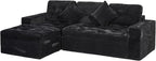 Eafurn 105" L-Shaped Boneless Modular Sectional Sofa with Movable Ottoman, Comfy Corduroy Floor Couch with Deep Seat and Tufted Seat, Flexible Module Combination for Living Room, No Assembly | Deep Seat, Wider Armrest, Free Combination, Tufted