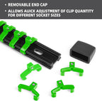 Socket Organizer Drive ABS Tools - Green Socket Holder, Premium Quality 9 Pieces Socket Holders Kit 1/4-Inch x 48 Clips, 3/8-Inch x 45 Clips, 1/2-Inch x 36 Clips（9PC,Green