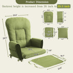 ANMINY 5pcs Glider Rocker Replacement Cushions Set - Thickened Glider Rocking Chair Cushions with 29.5 inch High Backrest & Side Pockets for Indoor Nursery, Washable & Non Slip, Green