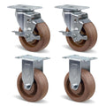 4" Hi-Temp Glass FiIled Nylon Casters, Heavy Duty Casters Set of 4, Industrial Caster Wheels for Commercial Kitchen, Bakery - 2400 lbs Capacity(2 Brake & 2 Rigid)