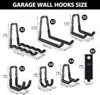 3-H Garage Wall Hooks 18 Pack, One-Piece Construction Garage Hooks Heavy Duty, Garage Accessories & Organizer Wall Mount for Ladders, Weedeaters, Garden Tools (Black)