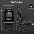 NEO CHAIR Video Gaming Chair with Footrest High Back Ergonomic Comfortable Office Computer Desk with Lumbar Support Height Adjustable with PU Leather Recliner for Adults Women Men (Black)