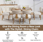 Dining Chairs, Fabric Upholstered Wood Kitchen Chairs Set of 4, Linen Curved Backrest Accent Chairs,Farmhouse Modern Dining Chairs with Foot Pad for Kitchen/Living Room/Restaurant/Cafe-Beige