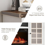 ONBRILL 59 Inch Fireplace TV Stand, Entertainment Center with 23 Inch Electric Fireplace, TV Table for TVs up to 65 Inches, Media Console Cabinet with Storage and Glass Doors for Living Room, White