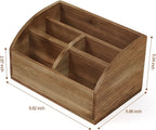OKSQW Wooden Desk Organizer, Solid Wood Pen Holder for Desktop Organizer, No Need Assembly, Home Office Supplies Workspace Organizers Mail Holder Remote Control Countertop Storage Box