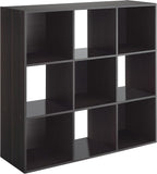 Whitmor 9 Cube Bookcase, 3 Tier Stackable MDF Bookself, Open Storage Display Organizer, Storage Cabinet for Living Room, Bedroom, Home, Office, 35.1" L x 11.7" W x 35.88" H, Black