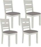 Dining Chairs Set of 4, Solid Wood Farmhouse Chairs with High Cross Back and Upholstered Seat, Easy Assembly for Indoor Home, Dinner, Kitchen, Grey