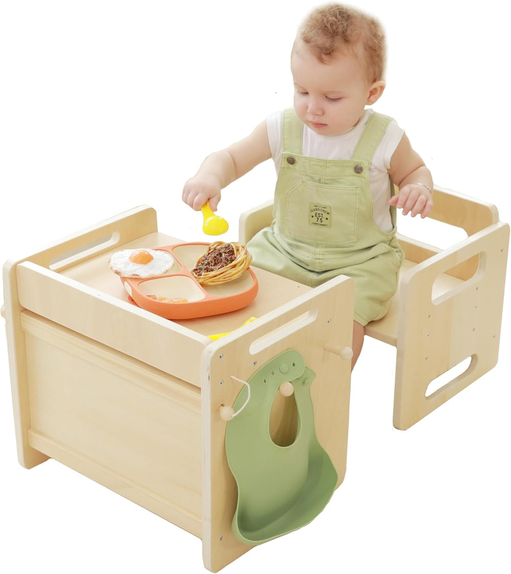 bpmfkid Montessori Weaning Table and Chair Set - Adjustable Design for Toddle...