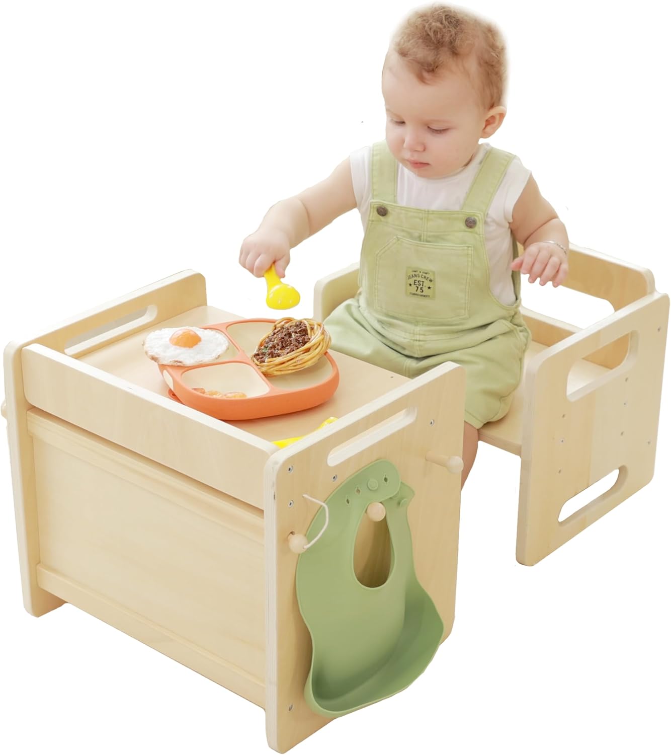 bpmfkid Montessori Weaning Table and Chair Set - Adjustable Design for Toddlers, Ideal for Mealtime, Learning, and Play