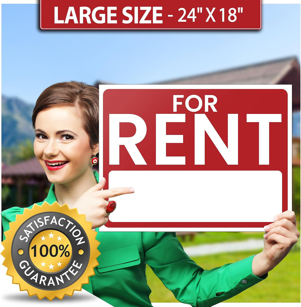 For Rent Signs (2 Pack) – LARGE 24” x 18” Double-Sided Signs with Heavy-Duty ...