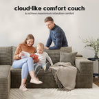 139.4" Modular Sectional Sofa Couch, Oversized U-Shaped Minimalist Couches with 2 Ottomans Chaise and 2 Middle Seats, Modern Deep Seat Cloud Plush Corduroy Sofas Set for Living Room, 8 Seater, Camel
