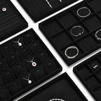 Black Microfiber Jewelry Display Flat Tray Ring Necklace Watch Organizer Display Tray