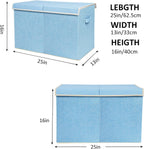 popoly Large Toy Box Chest with Lid, Collapsible Sturdy Toy Bin Storage Organizer Boxes Baskets for Kids, Boys, Girls, Nursery, Playroom, 25"x13" x16" (Linen Blue)