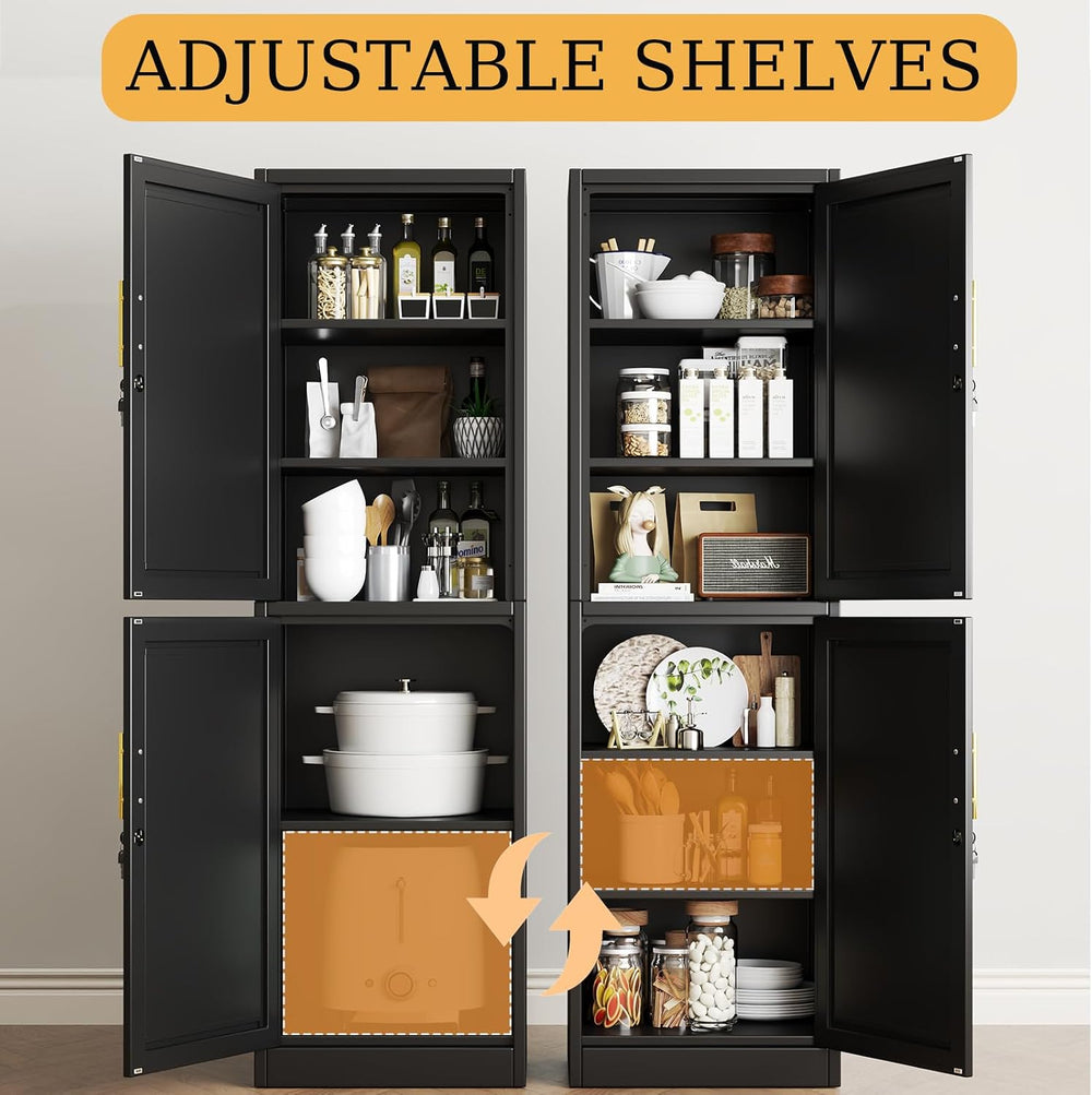 Metal Locker Cabinet with Doors and Shleves, 67" H Tall Narrow Storage C...