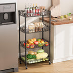 SINGAYE 4 Tier Basket Shelf Wire Shelving Unit Adjustable Storage Shelves Big Basket Rack for Garage Kitchen Office Pantry Corner 17" Dx12 Wx50 H Black