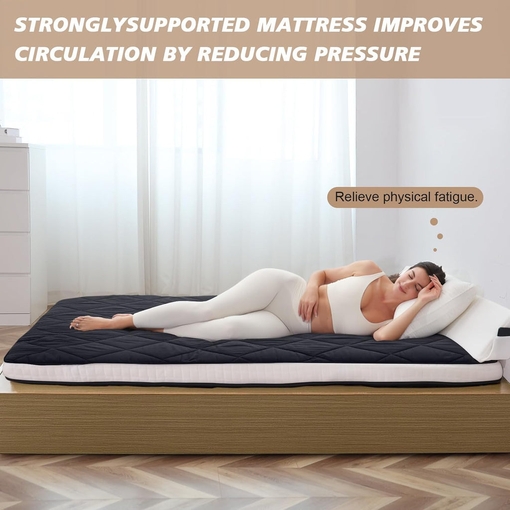 Twin Size Futon Mattress -4in Extra Thick Foldable Japanese Floor Mattress - Super Soft Fuzzy Sleeping Pad for Adults - Tatami Mat Suitable for Camping & Guest & RV Mattress- Diamond Black