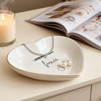 Fiance Jewelry Dish Tray – Engagement Ring Holder Ceramic Trinket Dish, Elegant Jewelry Organizer for Women, Bridal Shower Engagement Gift for Future Wife