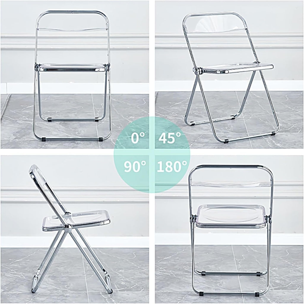 Transparent Acrylic Folding Chairs, Clear Acrylic Bearing Weight 200lbs, PC Plastic Living Room Seat,(Transparent)