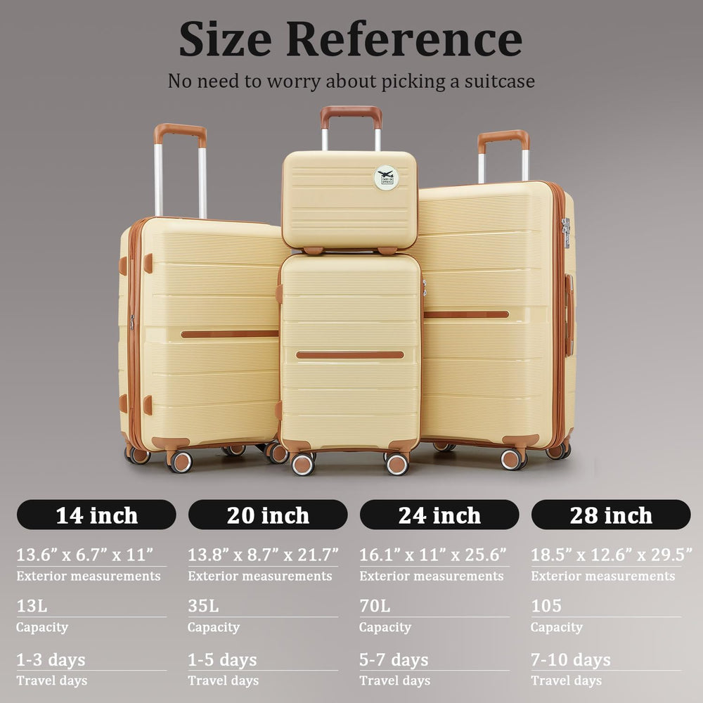 Polypropylene Hard Case Luggage Set, Apricot Cream | Polypropylene Constructi...